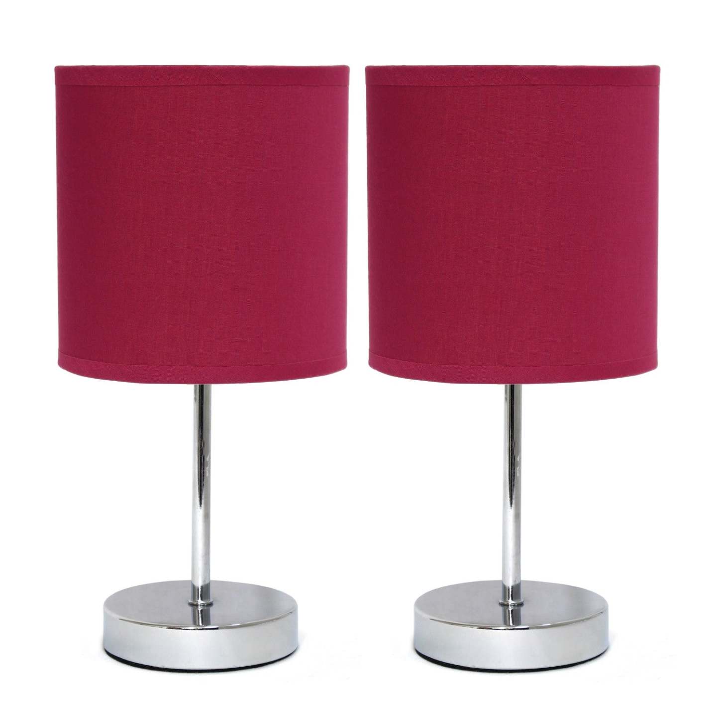 Simple Designs Chrome Mini Basic 2-piece Table Lamp Set - Vin|Ensemble de 2 mini lampes de table de base de Simple Designs chromées - vin