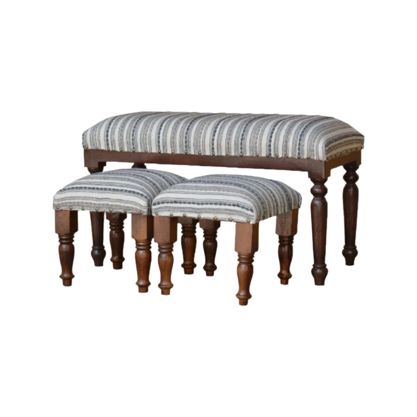 Ensemble banc et tabourets en bois 3 pièces Greyson Benches|Ensemble banc et tabourets 3 pièces Greyson en bois