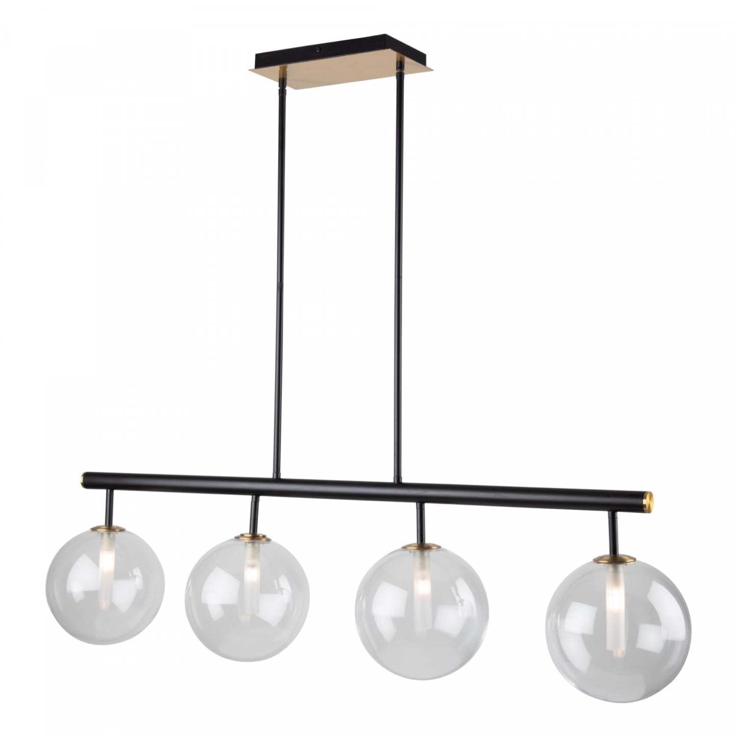 Aurelia Matte Black & Brass 4-Light Island Light|Luminaire suspendu pour îlot Aurelia noir et laiton mat à 4 ampoules