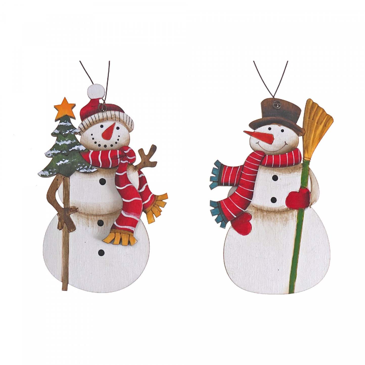 Ornement de Noël assorti en bois bonhomme de neige - Ensemble de 12|Ornements de Noël bonhomme de neige divers en bois - ensemble de 12