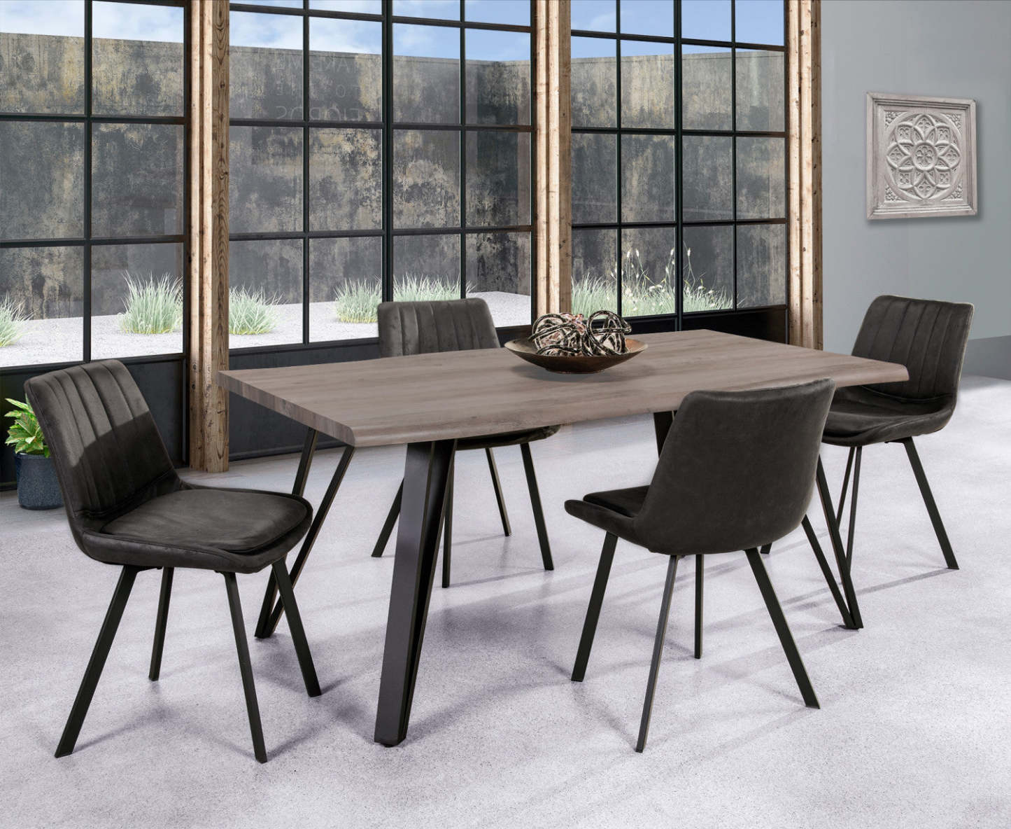 Chaise de salle à manger Kerri, simili cuir anthracite (ensemble de 2) | Chaise De Salle À Manger Kerri En Similicuir Charbon (ensemble De 2)