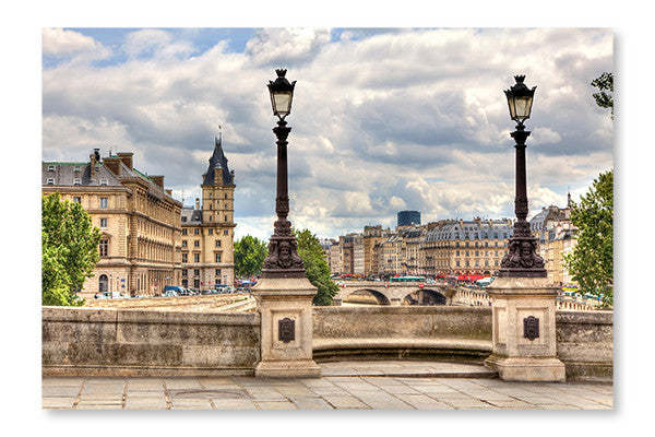 Paysage de Paris 24 x 36 po : Cadre d'art mural et panneau de tissu | D44GA3DR