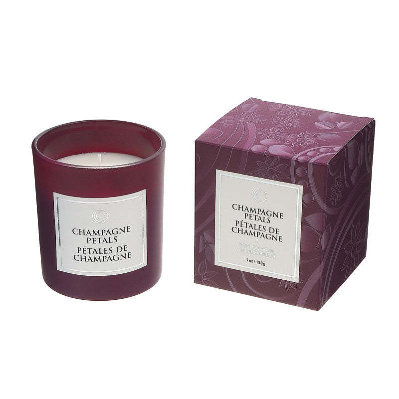 7 Oz Luxe Scented Candle in Gift Box Champagne Petals - Set of 2|Bougie parfumée de luxe de 7 oz à arôme de pétales de champagne dans une boîte cadeau - ensemble de 2
