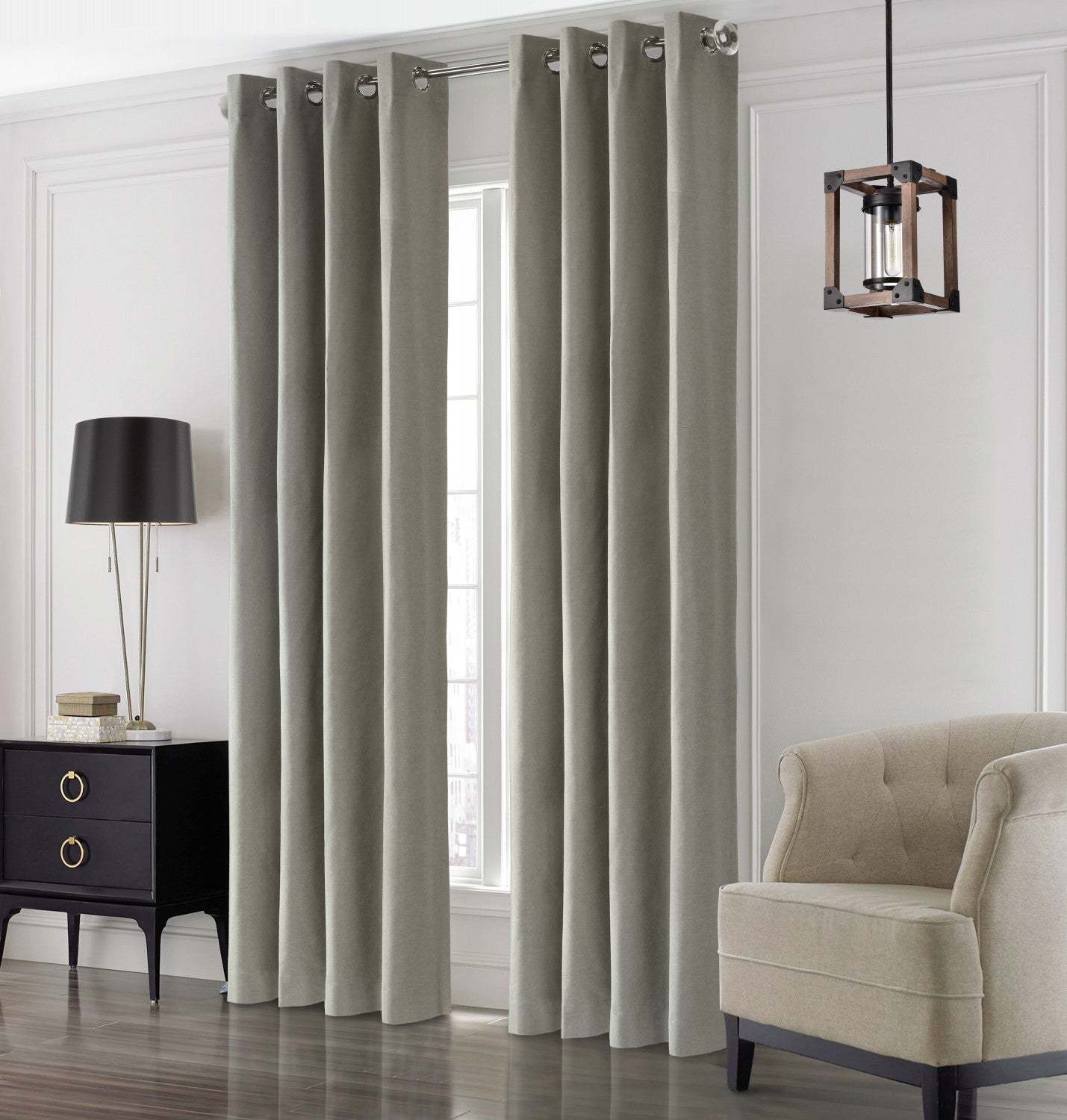 Edison Light Grey Grommet Curtain Panel - 52 X 95|Panneau de rideau à œillets Edison gris clair - 52 po x 95 po
