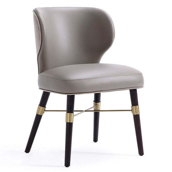 Manhattan Comfort Modern Strine Dining Chair Upholstered Velvet & Leatherette with Solid Wood Legs - Dark Taupe|Chaise de salle à manger moderne Strine de Manhattan Comfort revêtue de velours avec pattes en bois massif - taupe foncé
