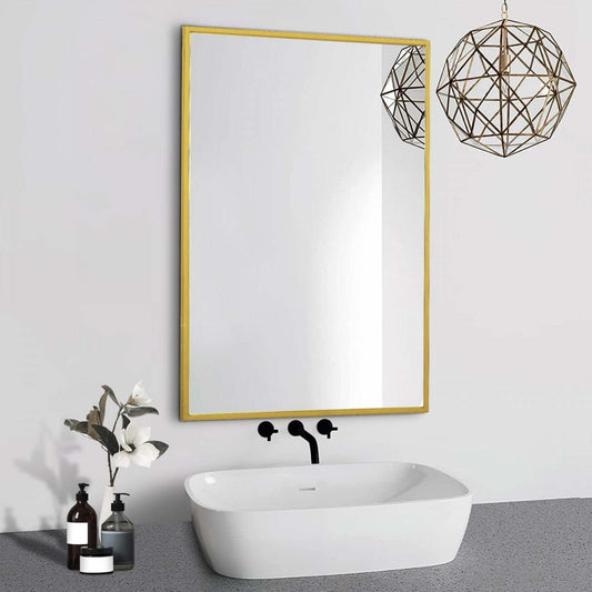 Arcus 30 X 40 Hand Crafted Linear Rectangular Mirror - Gold|Miroir rectangulaire linéaire Arcus 30 po x 40 po fabriqué à la main - doré