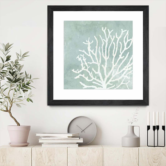 Œuvre d’art murale encadrée noire et mate « Sea Crown Ii » 30 x 30