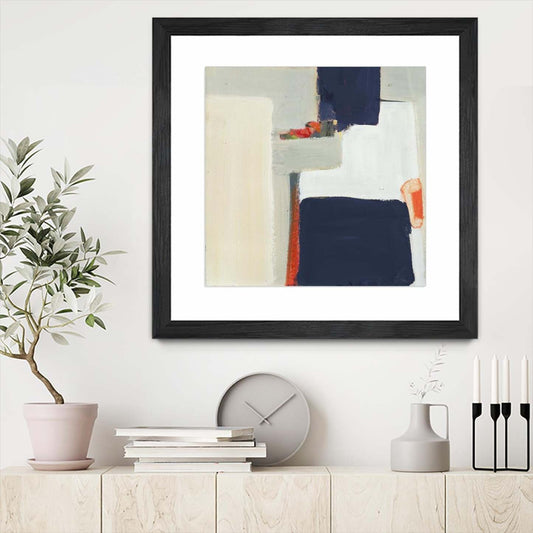 Œuvre d’art murale encadrée noire et mate « Bay Bridge V1 » 30 x 30