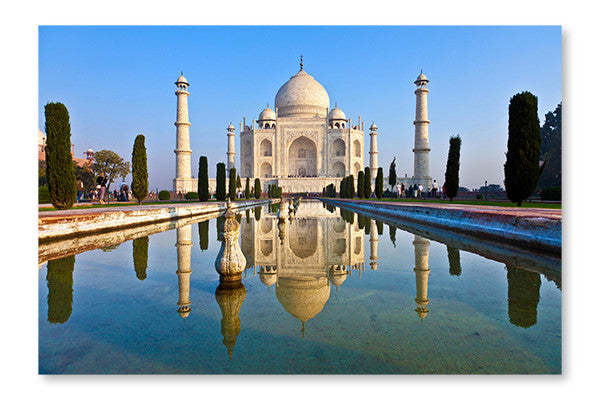 Taj Mahal en Inde : Cadre mural et panneau en tissu 16 x 24 po | Taj Mahal en Inde 16 po x 24 po : Cadre d'art mural et panneau en tissu | D44GV4VB