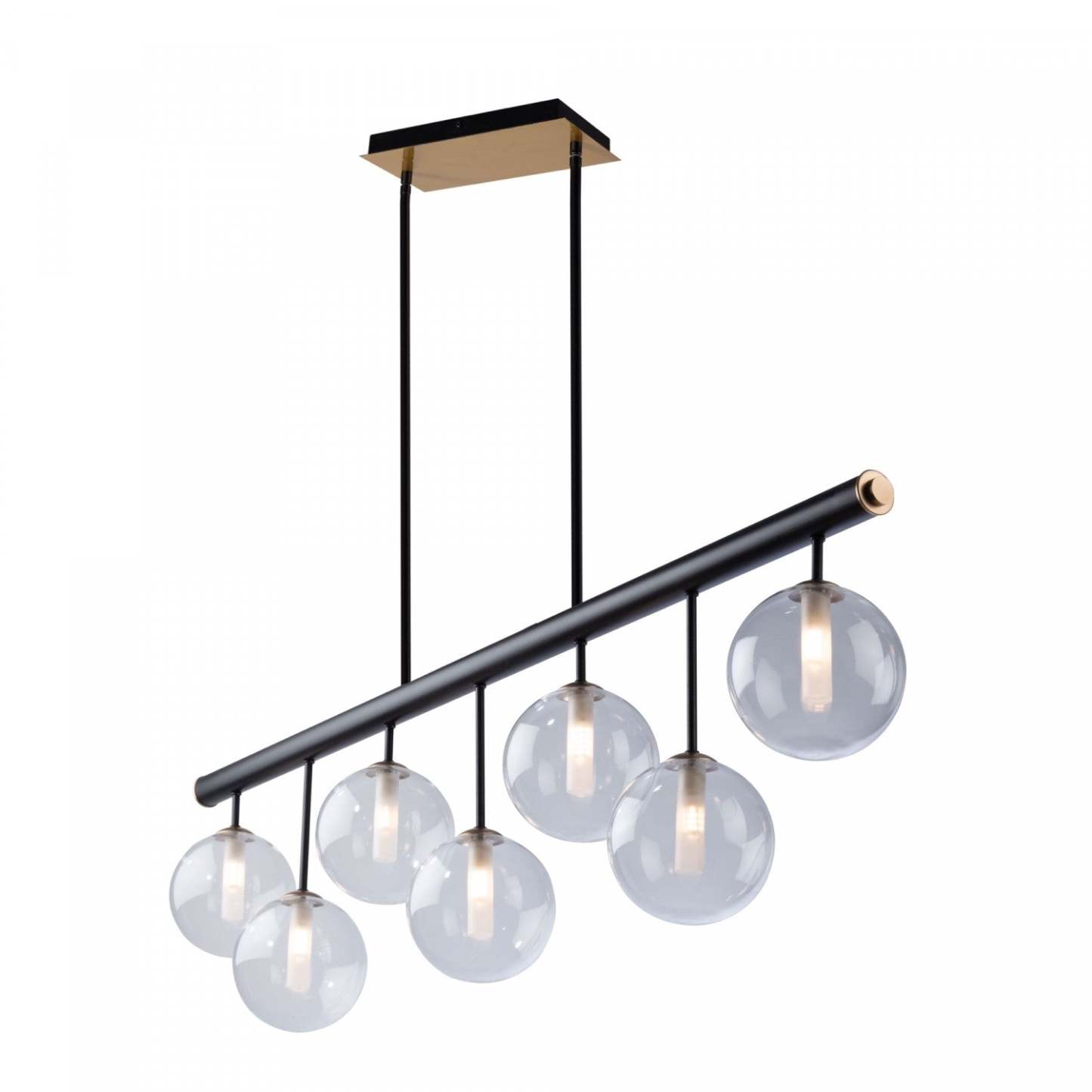 Aurelia Matte Black & Brass 7-Light Island Light|Luminaire pour îlot Aurelia noir et laiton mat à 7 ampoules