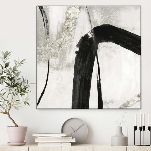 Black Ink Ii Canvas Framed Black 20x20 Wall Art|Œuvre d'art murale sur toile encadrée noire « Black Ink Ii » 20 x 20