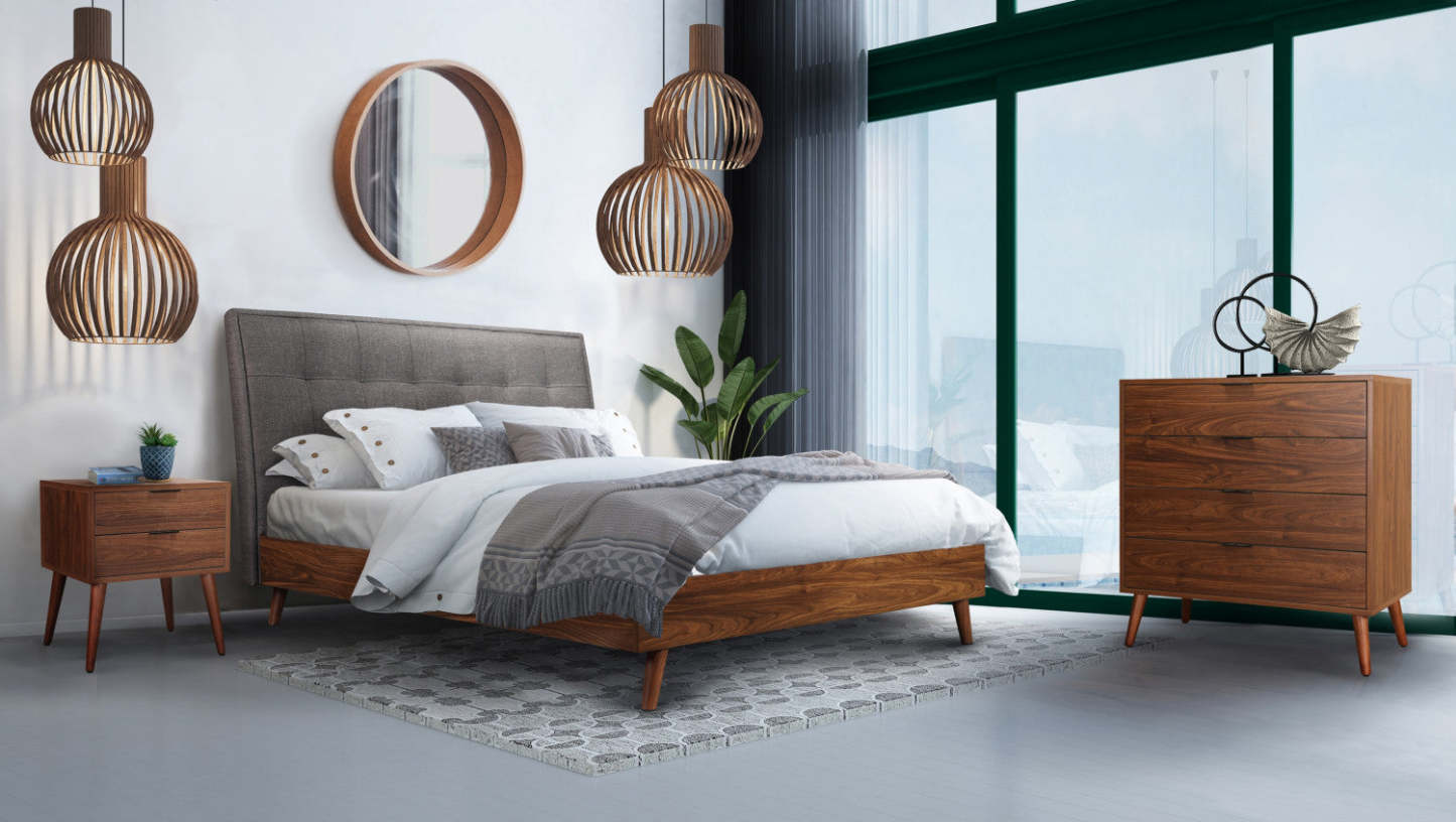 Table de nuit Flashby avec 2 tiroirs - Faux noyer | Table De Nuit Flashby Avec 2 Tiroirs - Faux Noyer