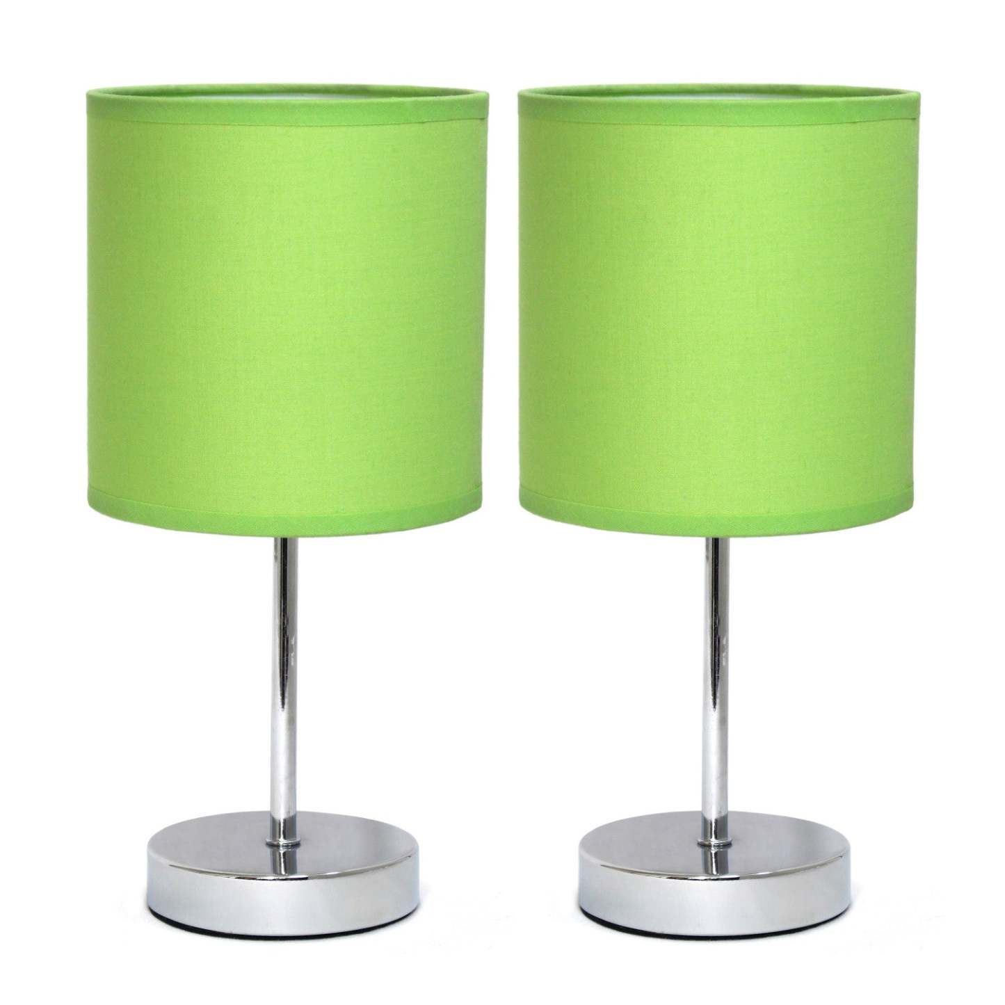 Simple Designs Chrome Mini Basic 2-piece Table Lamp Set - Vert|Ensemble de 2 mini lampes de table de base de Simple Designs chromées - vert