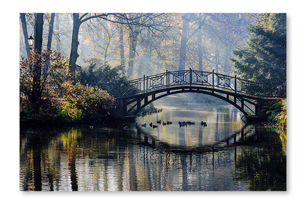 Cadre mural et panneau de tissu Autumn Old Bridge 24x36 | Autumn Old Bridge 24 po x 36 po : Cadre d'art mural et panneau de tissu | D44GVF7A