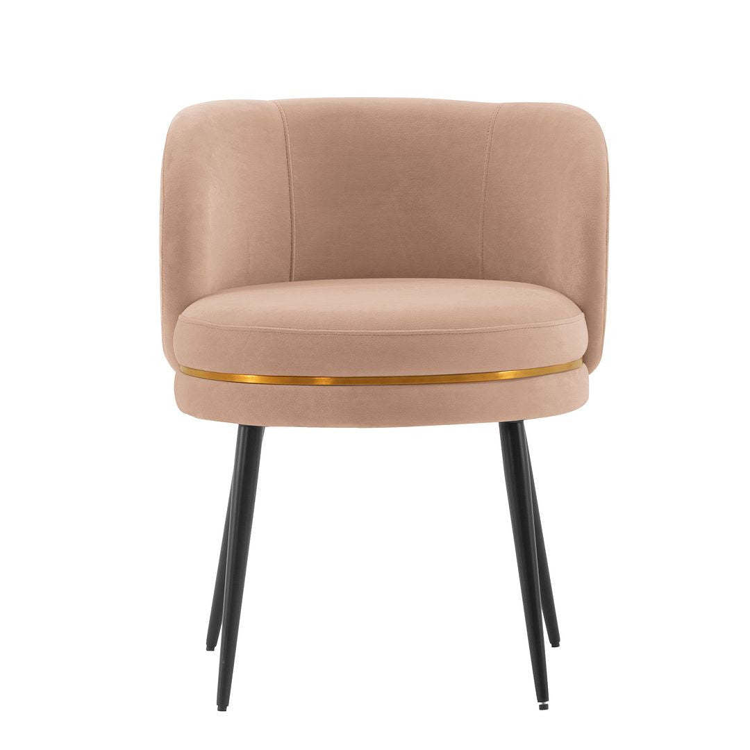 Manhattan Comfort Modern Kaya Plissé Velvet Dining Chair - Nude|Chaise de salle à manger moderne Kaya de Manhattan Comfort en velours plissé - couleur chair