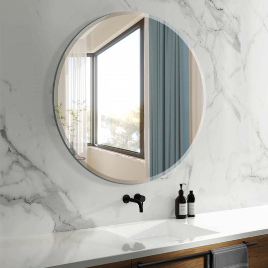 Arcus 30 X 30 Round Frameless Beveled Edge Mirror|Miroir rond Arcus 30 po x 30 po sans cadre avec bordure biseautée