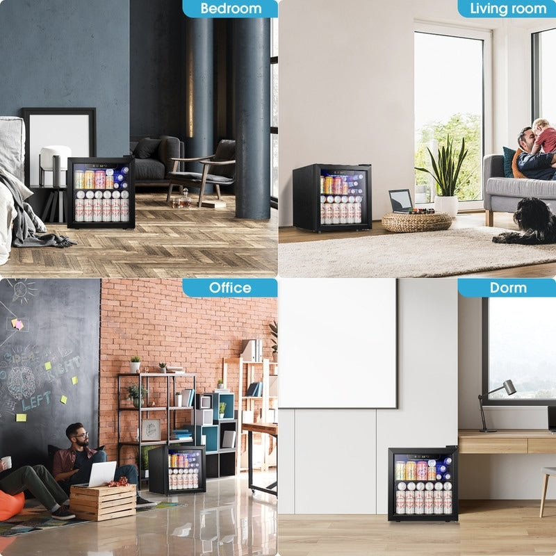Réfrigérateur à boissons de 1,3 pi³ - Mini-réfrigérateur de 48 canettes et 12 bouteilles, porte vitrée, commandes tactiles électroniques