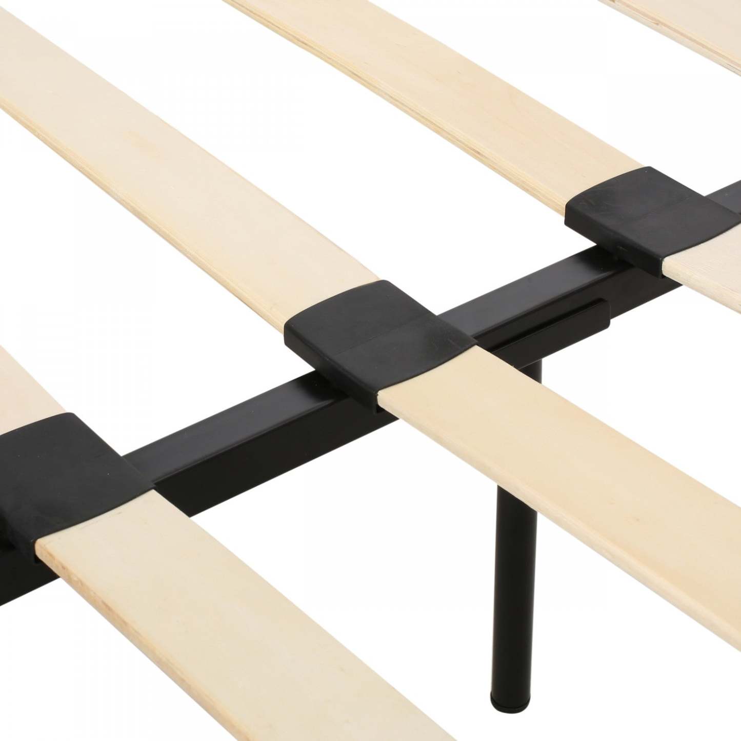 Cadre de lit plateforme Lucia capitonné avec coutures gaufrées, taille King, noir | Lucia Cadre de lit plateforme capitonné avec coutures gaufrées, taille King, noir