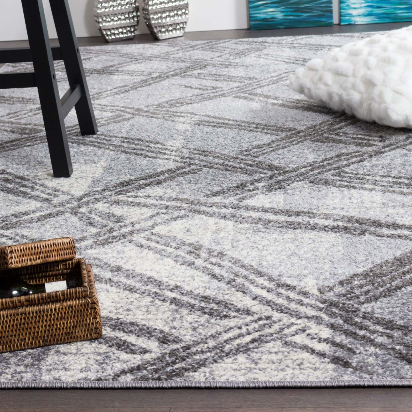 Tapis Saveh Brk Lat Grey 3x5 | Tapis Saveh grise 3 x 5 | D80GGHBB