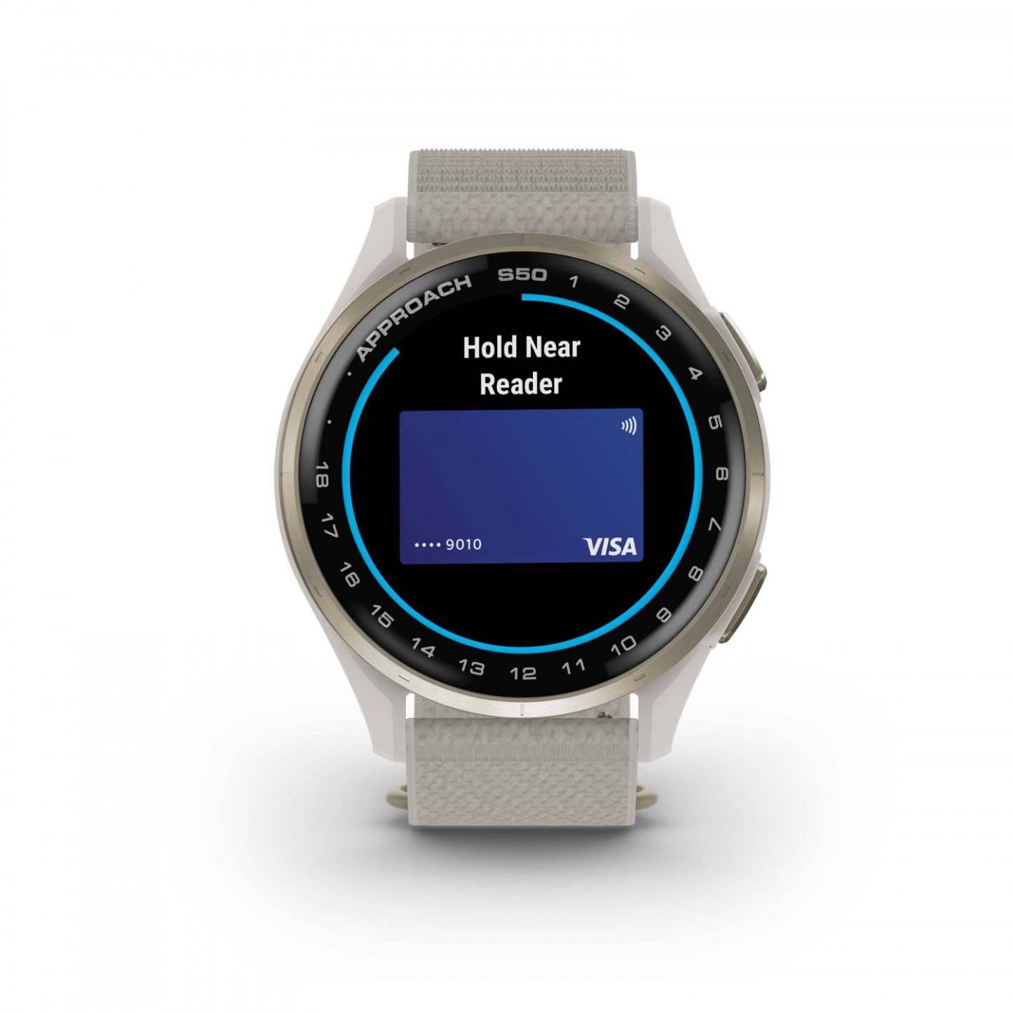 Garmin Approach S50 Amoled Montre Intelligente de Golf - Gps, 43 000 Parcours Préchargés | Aluminium Crème Or Bez