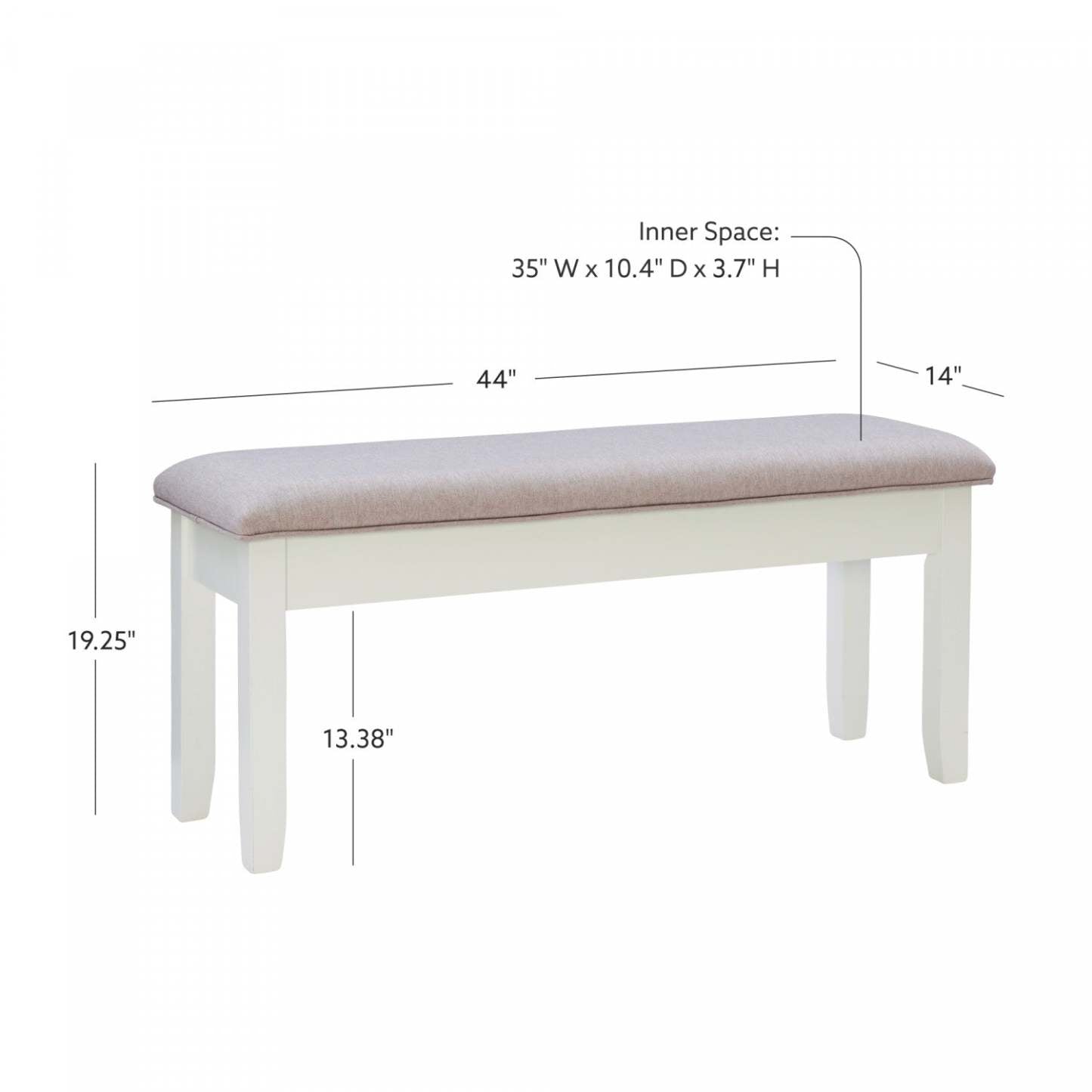 Jane Fabric Storage Dining Bench - Grey|Banc de salle à manger Jane en tissu avec rangement - gris