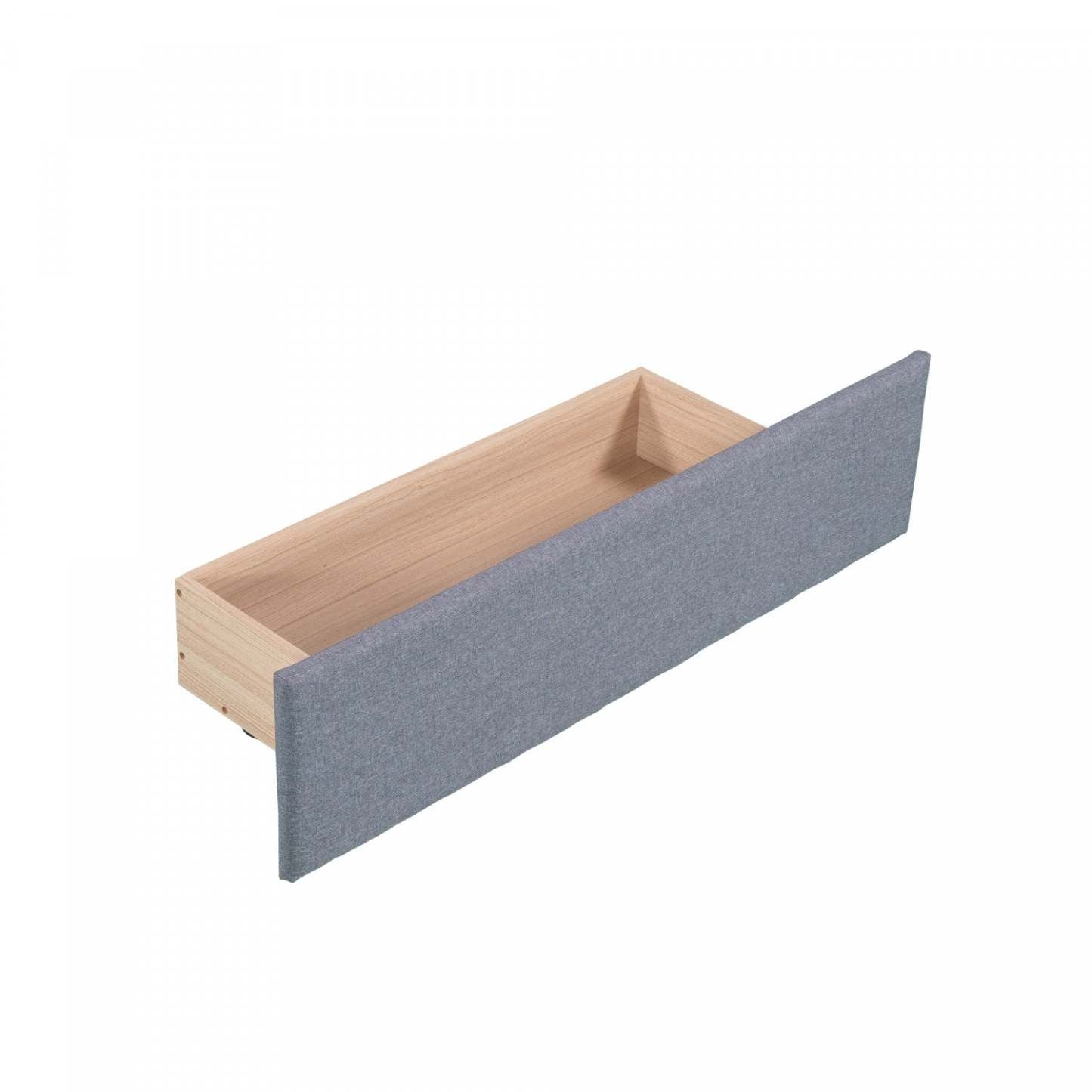 Lit de repos rembourré en tissu d'apparence lin Tyler avec lit gigogne et rangement, taille simple - Gris | Tyler – Lit De Jour Rembourre En Tissu Aspect Lin Avec Lit Gigogne Et Rangement, Format Simple - Gris