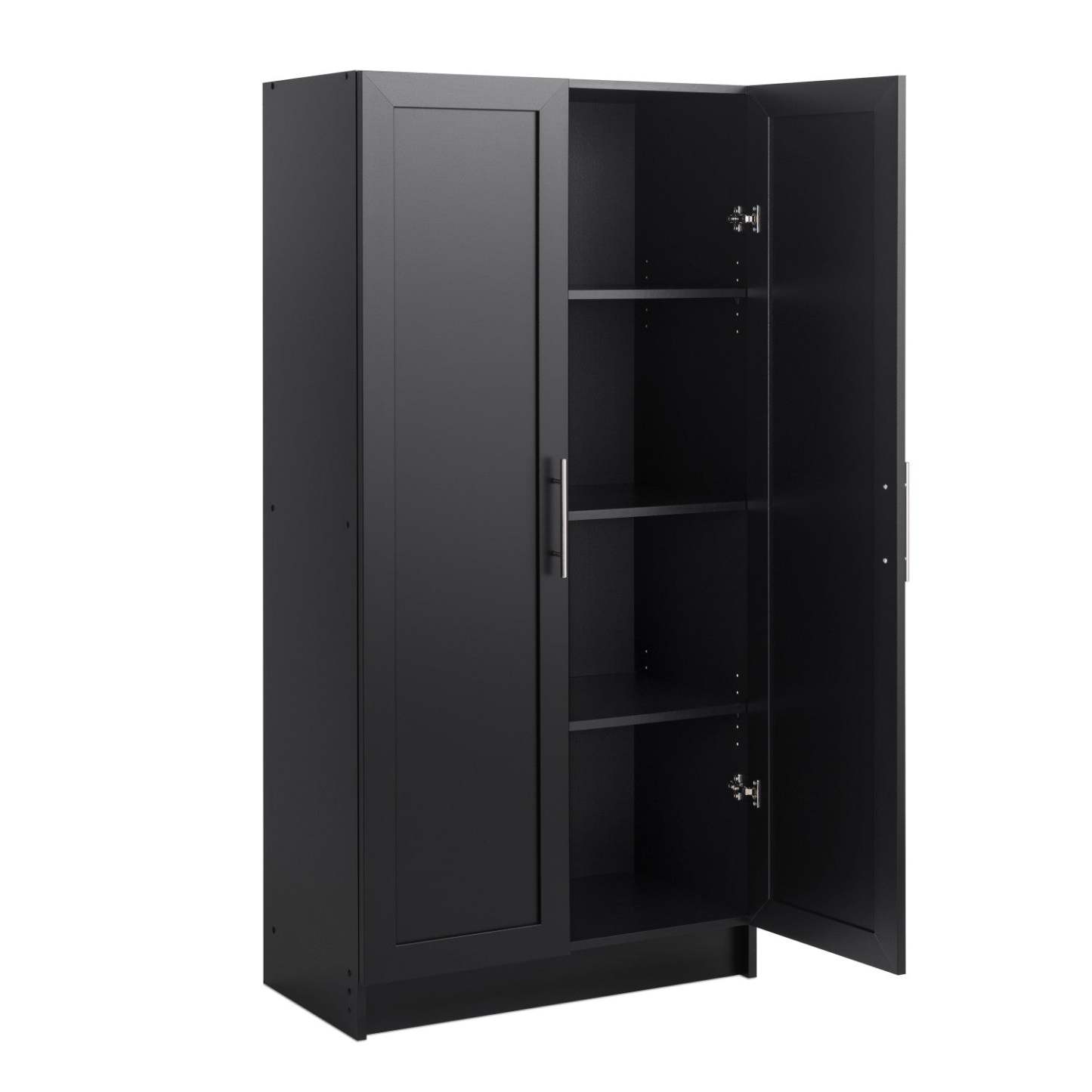 Armoire de rangement Elite Accent avec portes à panneaux et 3 tablettes - Noir|Armoire d'appoint de rangement Elite avec portes à panneaux et 3 tablettes - noire