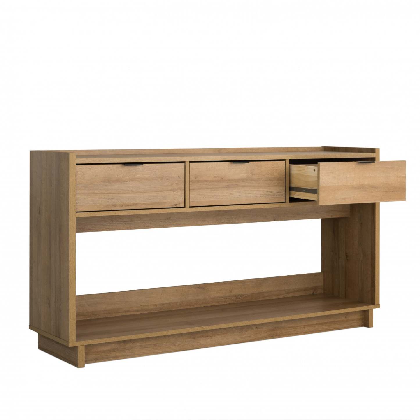 Prepac Simply Modern Buffet Console avec 3 tiroirs - Chêne naturel|Console Simply Modern de Prepac à 3 tiroirs - chêne naturel