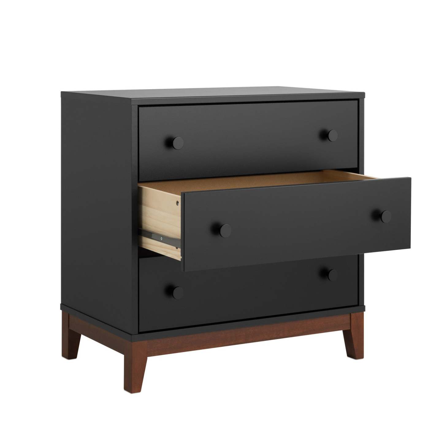 Prepac Nordik 3-Drawer Nightstand - Black and Cherry|Table de nuit Nordik de Prepac à 3 tiroirs - noire et cerisier