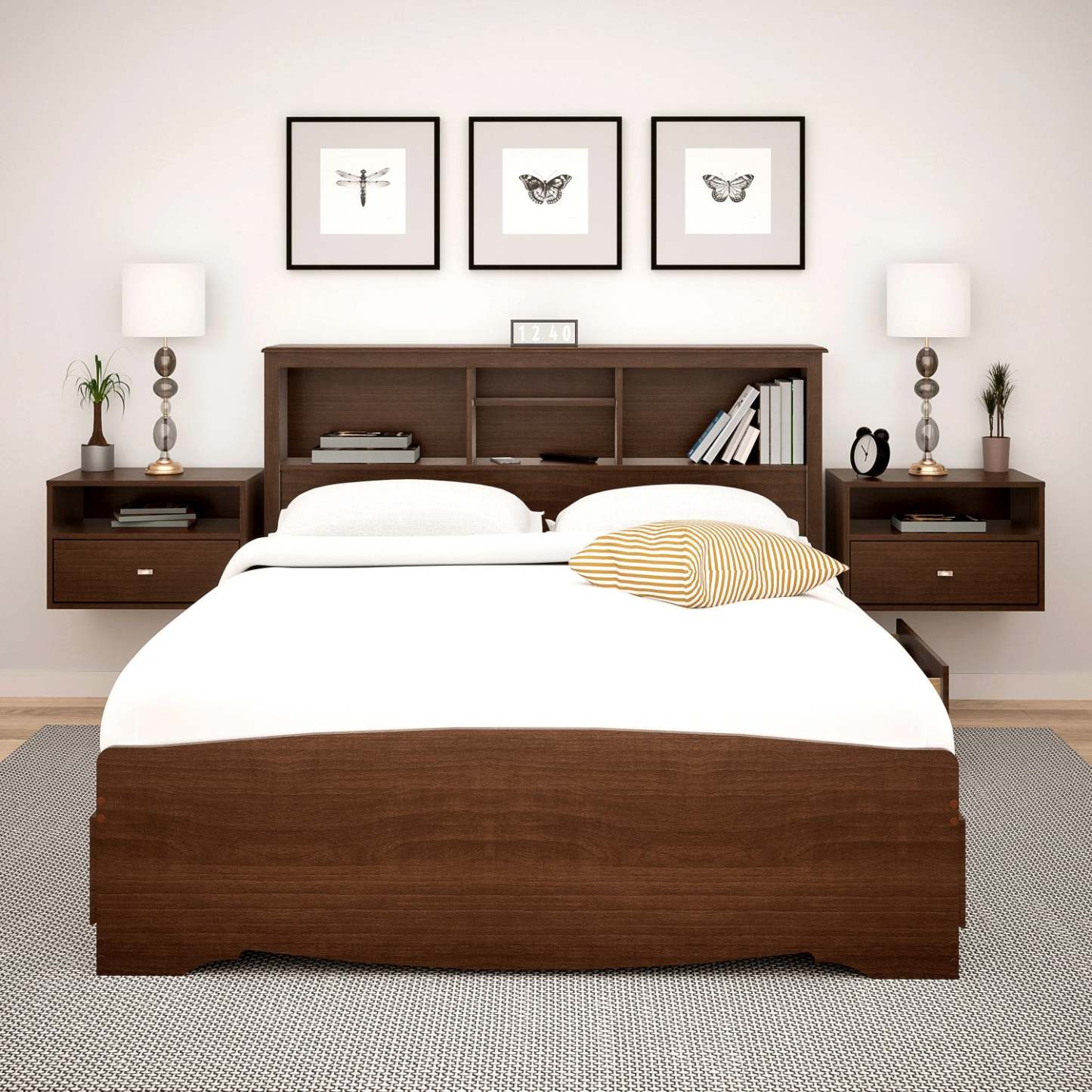 Etagère flottante avec tiroir - Espresso|Tablette flottante avec tiroir - espresso