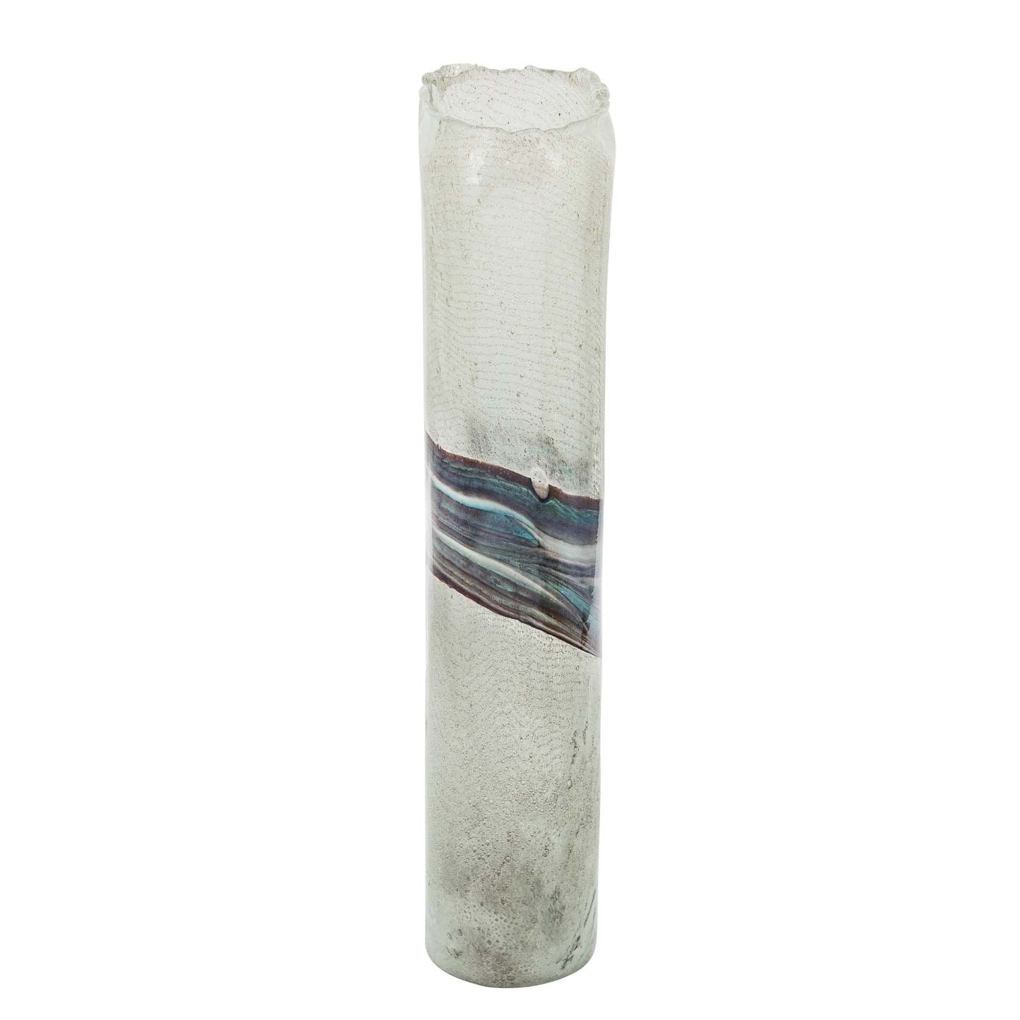 Vase de 14 po en verre avec azurite - bleu et gris