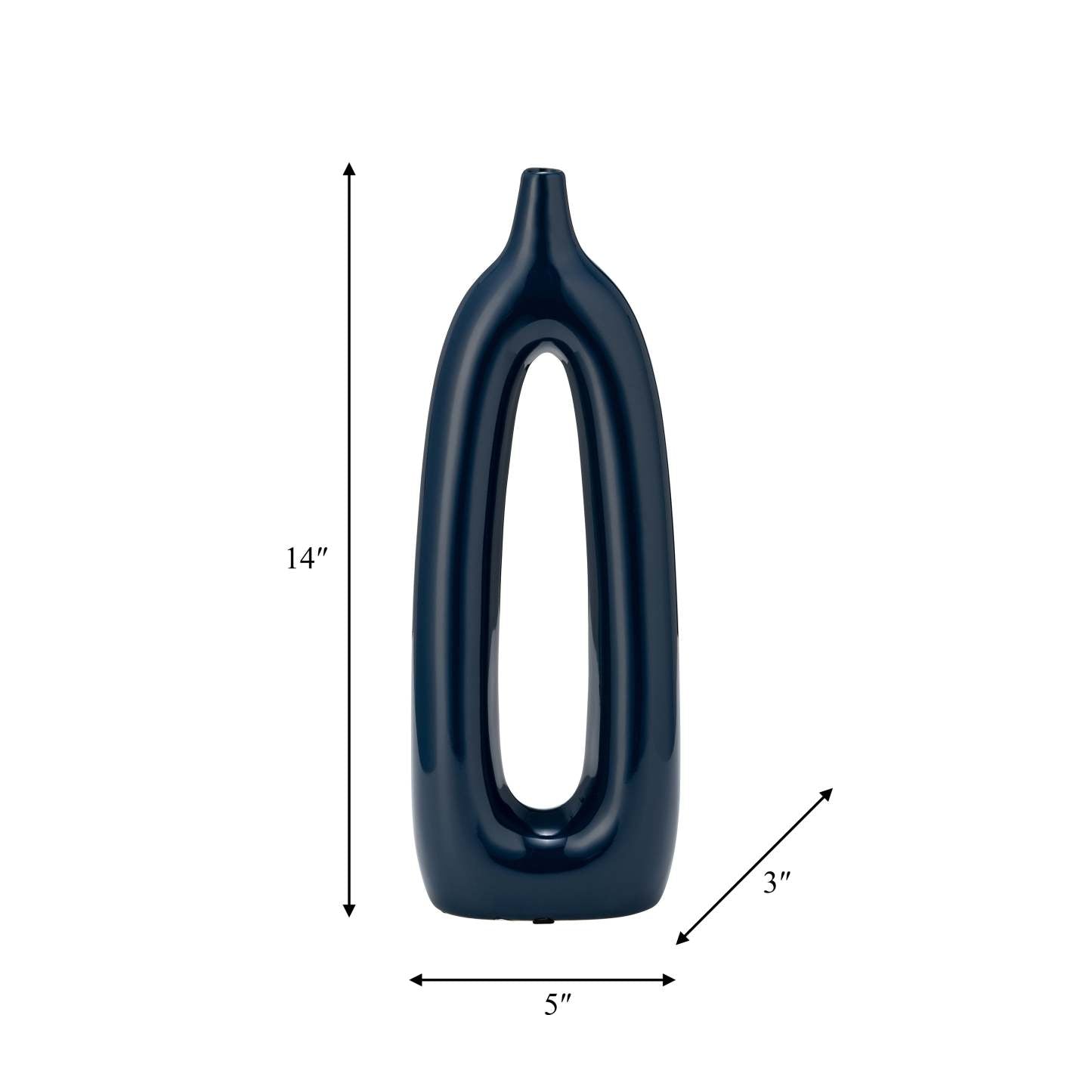 Vase de 14 po en céramique avec découpe - bleu