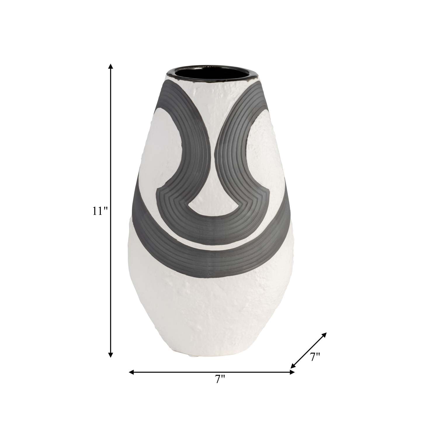 Vase de 11 po en grès noir - noir et blanc