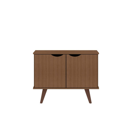 Manhattan Comfort Armoire d'appoint à 2 étagères Hampton avec pieds en bois massif - Crème d'érable|Armoire décorative Hampton de Manhattan Comfort avec 2 tablettes et pattes en bois massif - crème d'érable