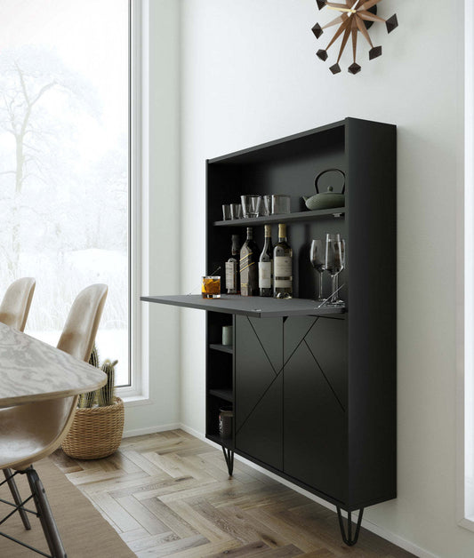 Bureau secrétaire Nordika - Noir | Bureau secrétaire Nordika - noir | D08H4LEI