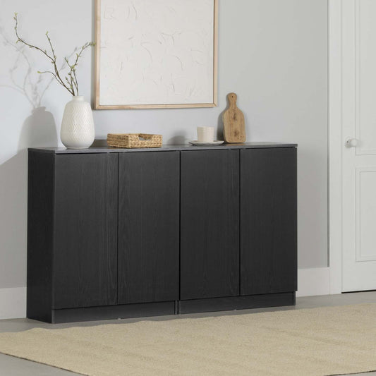 Arum Set Of 2 Sideboards With 2 Doors Black Oak - South Shore Buffet