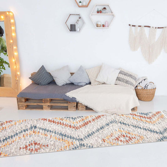 Tapis Vera Sun ivoire/bleu – 2'7 x 8'4| Tapis Vera Sun ivoirebleue - 2 pi 7 po x 8 pi 4 po|D86FF0LV