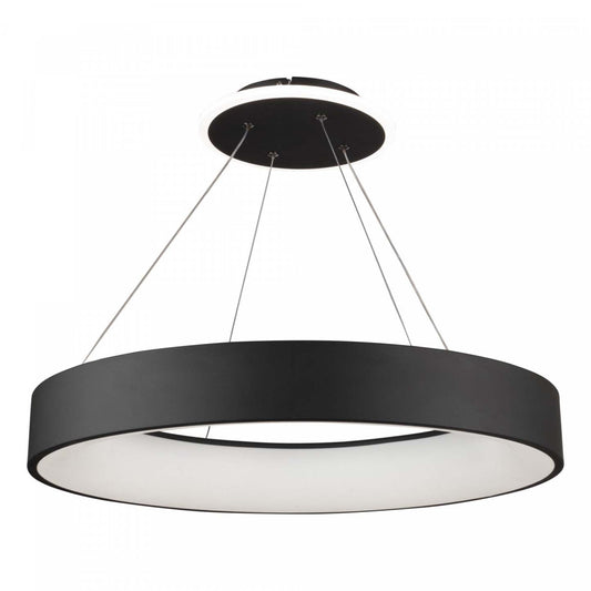 Lustre rond de la collection Lazio avec lampe à DEL intégrée de 24 po - noir