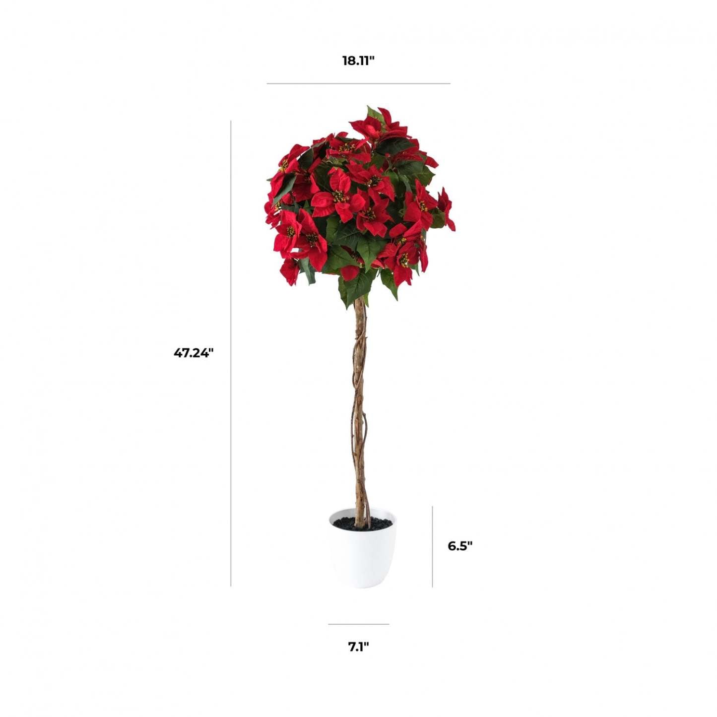 Arbre poinsettia rouge 47|Arbre poinsettia rouge de 47 po