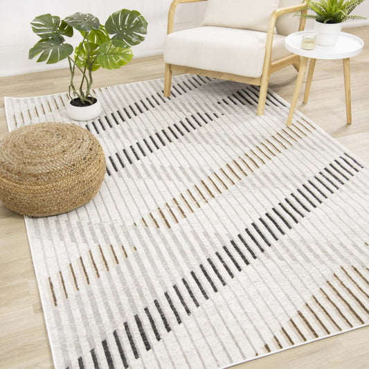 Carpette à motifs de lignes de tressage multicolore lavable à la machine - 5 pi 3 po x 7 pi 7 po