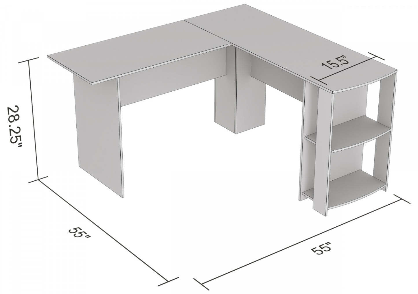 Bureau d’ordinateur de 55 po avec rangement et 2 tablettes - gris foncé