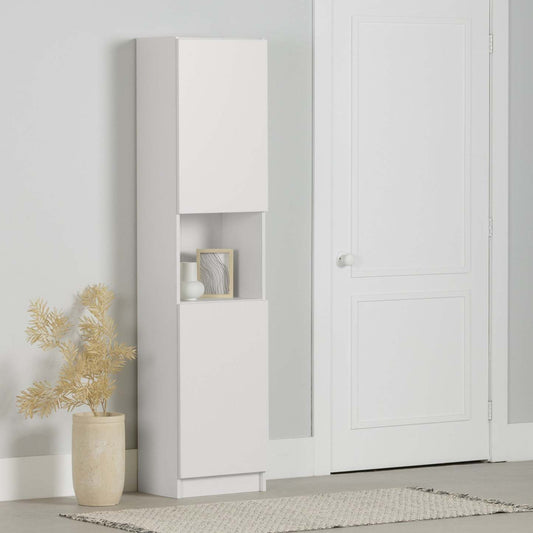 Liora Bibliothèque Étroite 2 Portes - Blanc Pur | Liora 2-door Narrow Bookcase - Solid White