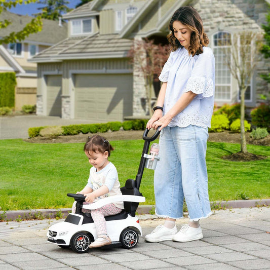 Aosom 3 En 1 Voiture Pousse Officiellement Licenciée Pour Tout-Petits Poussette Glissante Marche Bébé Pousseur Enfants Voiture Enfant Multi-équipée 12-36 Mois Coffre Klaxon Effet Musical Polypropylène Bl