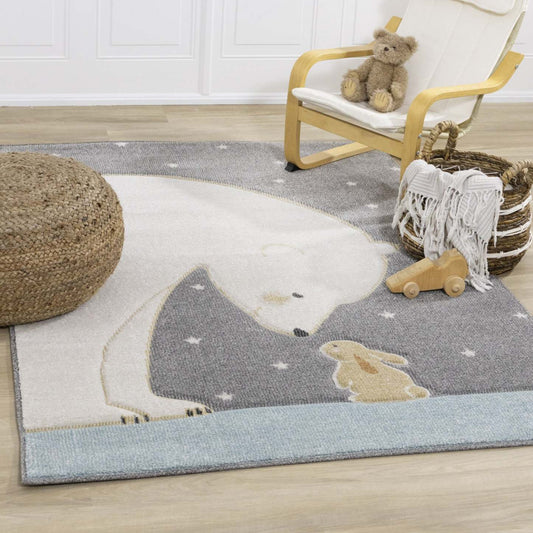 Kids Polar Bear Rabbit Area Rug - 5'3 x 7'7|Carpette à motif d'ours polaire avec lapin pour enfants - 5 pi 3 po x 7 pi 7 po