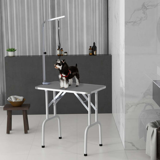 Pawhut Table De Toilettage Pliable 32in Pour Petits Chiens, Table De Toilettage Pour Chiens Et Chats Avec Ajustement