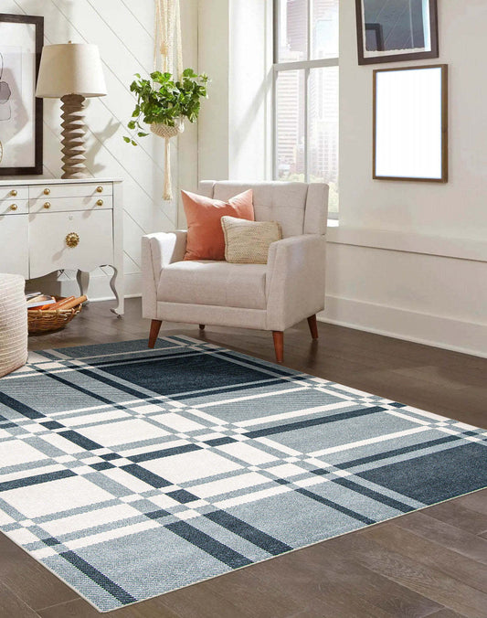 Tapis Roma bleu lavable en machine - 8'0 x 10'0|Tapis Roma bleu lavable à la machine - 8 pi 0 po x 10 pi 0 po|D86F5N9S