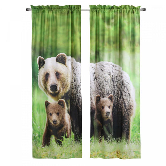 Habitat Bears Light Filtering Pole Top Curtain Panel Paire - 37 x 84|Paire de panneaux de rideau filtrant la lumière passe-tringle Ours d'Habitat - 37 x 84