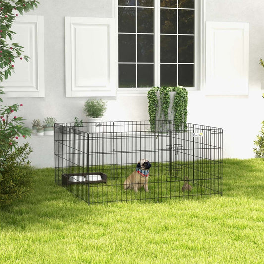 Pawhut Dog Playpen Puppy Play Pen, Pet Exercise Fences For Outside Indoor, Pliable Dog Kennel, 24h|Pawhut 24 Pouces Pliable En Métal Exercice Parc Pour Animaux De Compagnie Cour Chien Chiot Chenil Ca