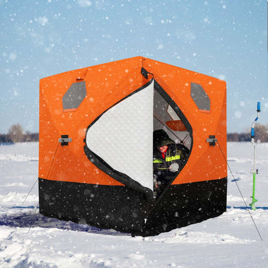 Outsunny Abri de pêche sur glace isolé avec sac de transport pour 2-3 personnes