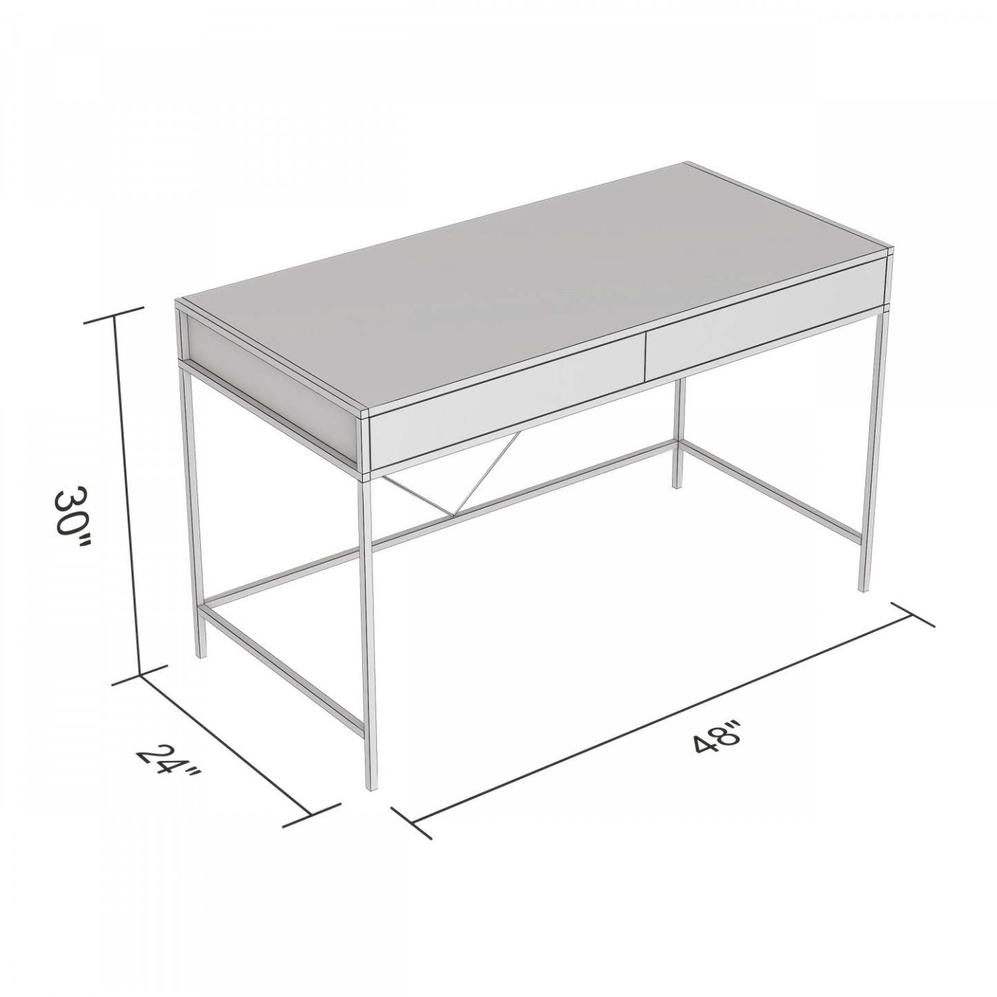 Bureau d’ordinateur de 49 po avec 2 tiroirs - bois brun avec métal noir